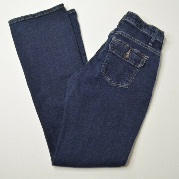 Lee Size 8 Womens LOWER on WAIST Bootcut Leg STRETCH Denim DARK Wash Blue Jeans - Picture 1 of 9